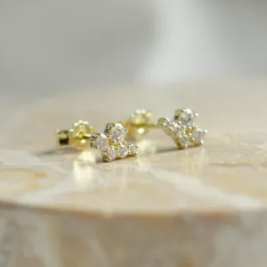 Gold earrings with diamonds in cluster style ZOYA Thumbnail