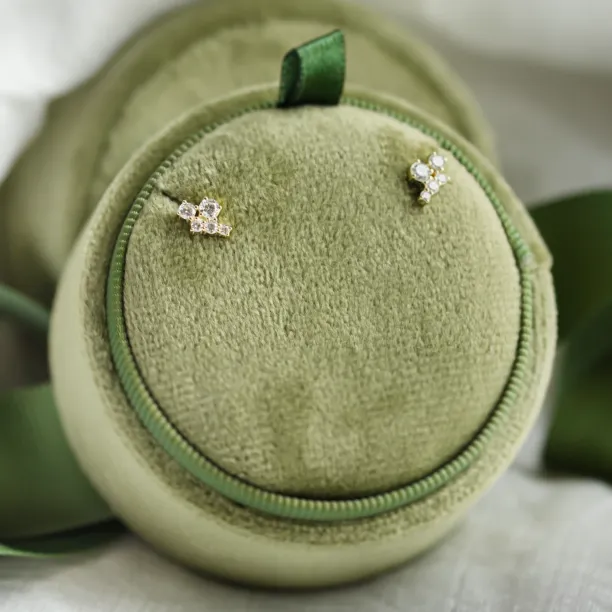 Gold earrings with diamonds in cluster style ZOYA Image