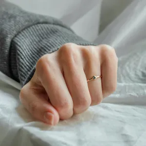 Minimalist engagement ring with salt and pepper diamond in bezel style FLAIR Thumbnail