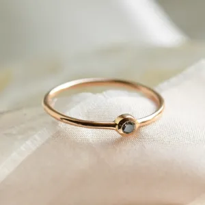 Minimalist engagement ring with salt and pepper diamond in bezel style FLAIR Thumbnail