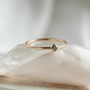 Minimalist engagement ring with salt and pepper diamond in bezel style FLAIR Thumbnail