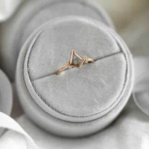 Unusual engagement ring with kite salt and pepper diamond and side diamonds KAREN Thumbnail