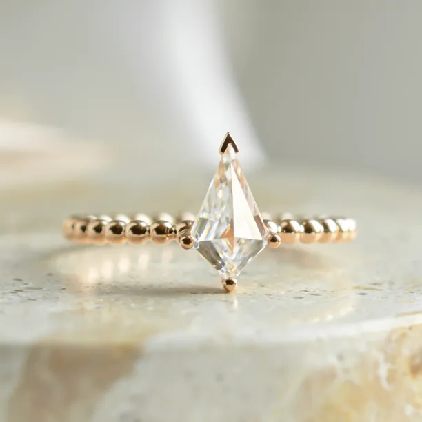 Engagement ring with beaded ball setting and kite moissanite BREEZE Image