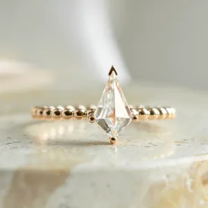 Engagement ring with beaded ball setting and kite moissanite BREEZE Thumbnail