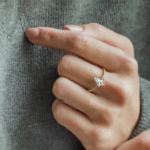 Engagement ring with beaded ball setting and kite moissanite BREEZE Thumbnail