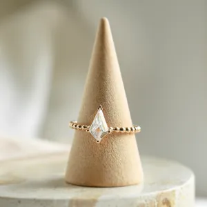 Engagement ring with beaded ball setting and kite moissanite BREEZE Thumbnail