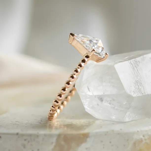 Engagement ring with beaded ball setting and kite moissanite BREEZE Image