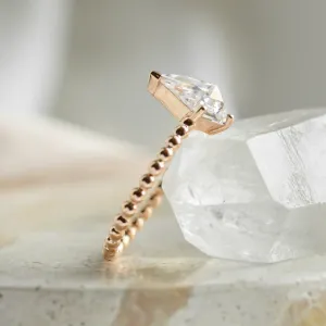 Engagement ring with beaded ball setting and kite moissanite BREEZE Thumbnail