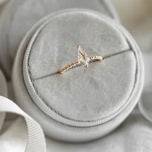 Engagement ring with beaded ball setting and kite moissanite BREEZE Thumbnail