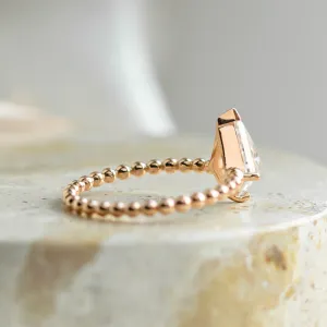 Engagement ring with beaded ball setting and kite moissanite BREEZE Thumbnail