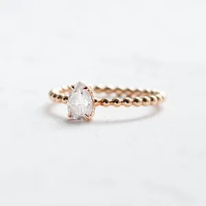 Gold engagement ring with beaded ball setting and pear moissanite BEAU Thumbnail