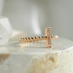 Beaded ball engagement ring with baguette moissanite ECLA Thumbnail