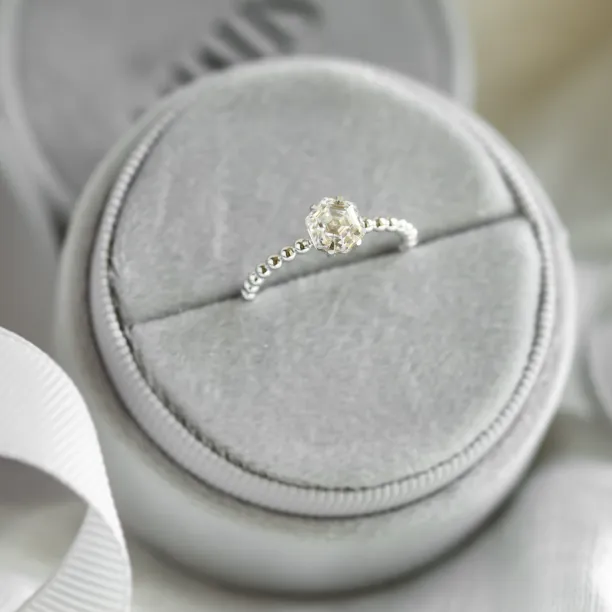 Engagement beaded ball ring with hexagon moissanite ELSIE Image