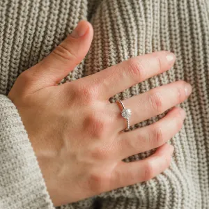 Engagement beaded ball ring with hexagon moissanite ELSIE Thumbnail