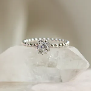 Engagement beaded ball ring with hexagon moissanite ELSIE Thumbnail