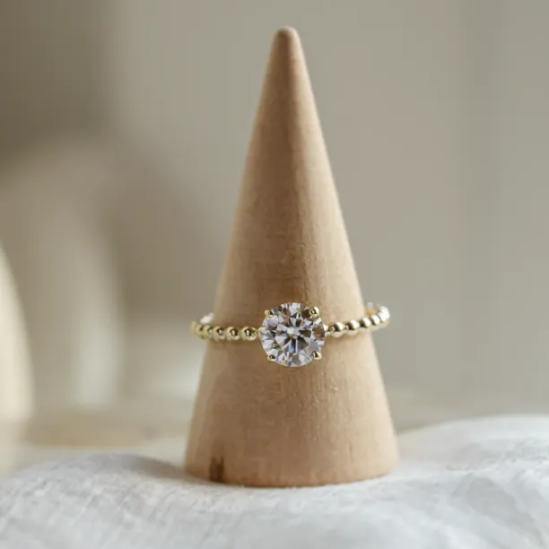 Engagement beaded ball ring with round moissanite LESLIE Image