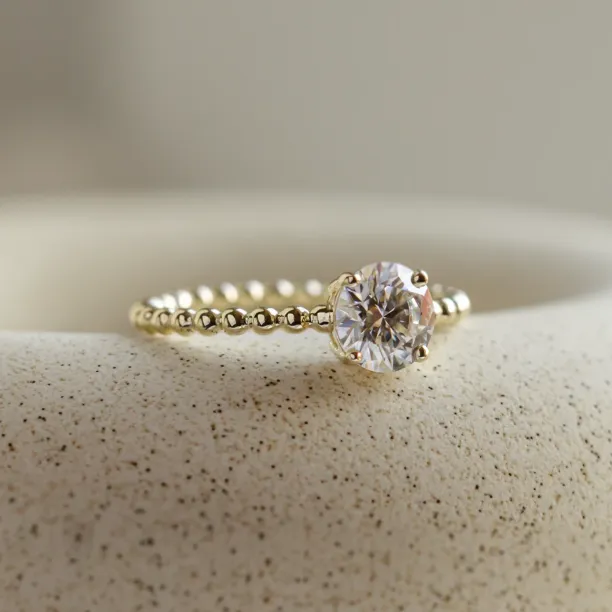 Engagement beaded ball ring with round moissanite LESLIE Image