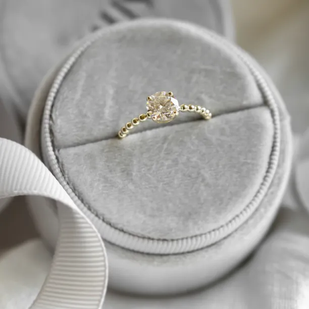 Engagement beaded ball ring with round moissanite LESLIE Image