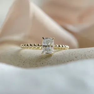 Engagement beaded ball ring with radiant moissanite CLEA Thumbnail