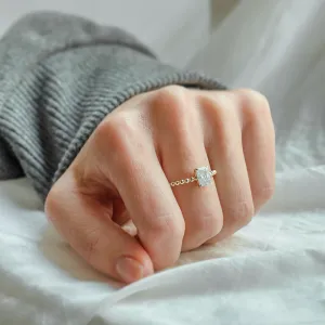 Engagement beaded ball ring with radiant moissanite CLEA Thumbnail