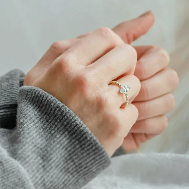 Engagement beaded ball ring with marquise moissanite BRYCE Image