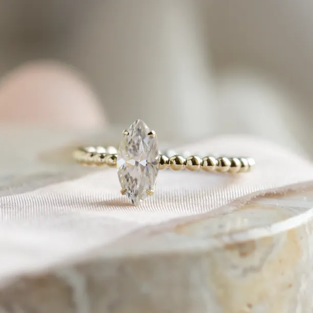 Engagement beaded ball ring with marquise moissanite BRYCE Image