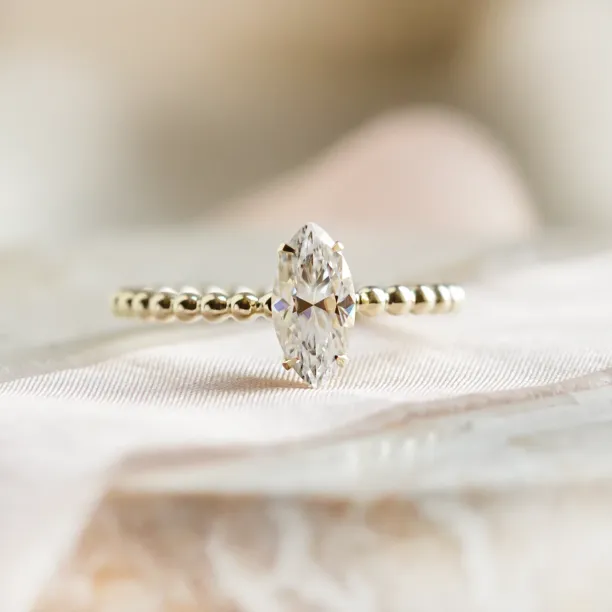 Engagement beaded ball ring with marquise moissanite BRYCE Image