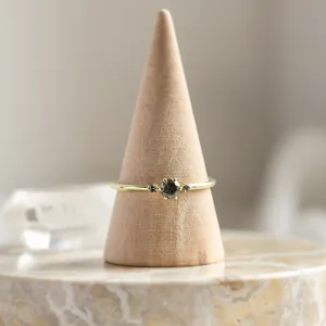 Minimalist engagement ring with salt and pepper diamonds TROIS Thumbnail