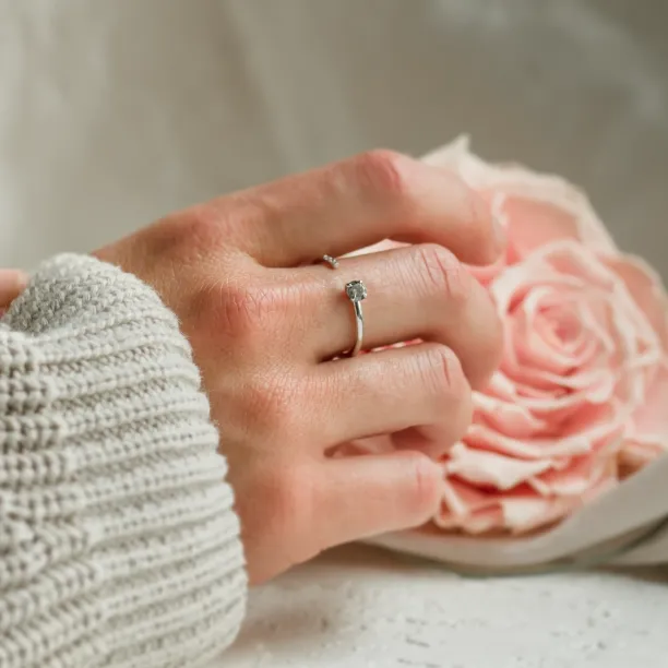 Open ring with salt and pepper diamond and classic diamonds BRAIDY Image