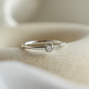 Open ring with salt and pepper diamond and classic diamonds BRAIDY Thumbnail