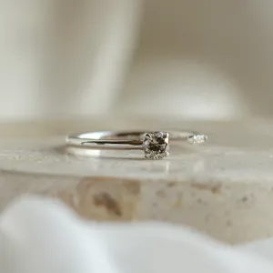 Open ring with salt and pepper diamond and classic diamonds BRAIDY Thumbnail