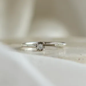 Open ring with salt and pepper diamond and classic diamonds BRAIDY Thumbnail