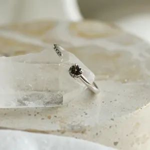 Open ring with salt and pepper diamond and classic diamonds BRAIDY Thumbnail