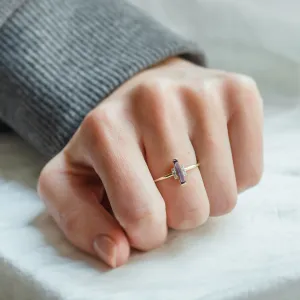 Original ring with baguette amethyst and side diamonds NAIMA Thumbnail