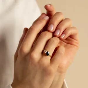 Toi et Moi engagement ring with blue pear sapphire and round diamond COUPLE Thumbnail