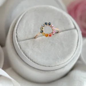 Unusual multi gemstone ring with sapphires RAINBOW Thumbnail