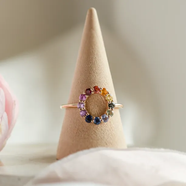 Unusual multi gemstone ring with sapphires RAINBOW Image