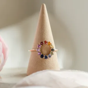 Unusual multi gemstone ring with sapphires RAINBOW Thumbnail