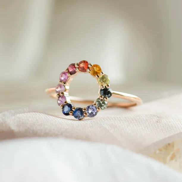 Unusual multi gemstone ring with sapphires RAINBOW Image