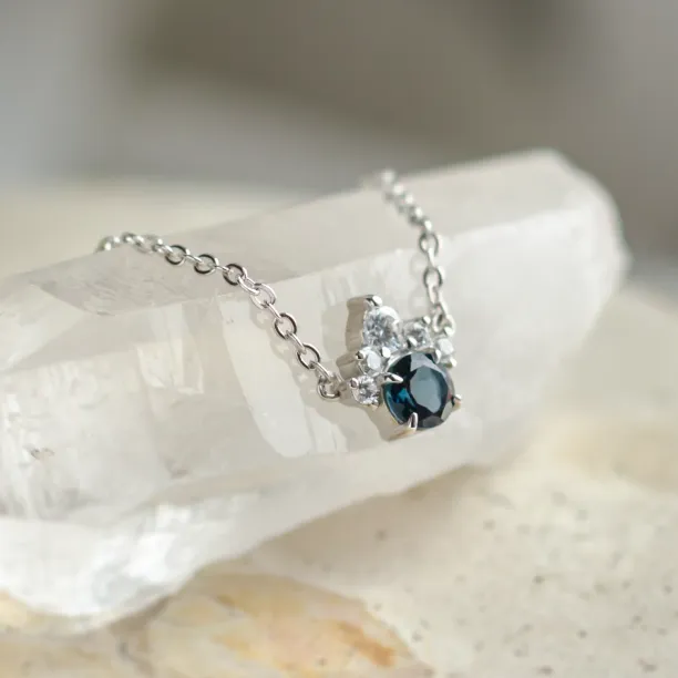 Gold necklace with london blue topaz and diamonds LAM Image