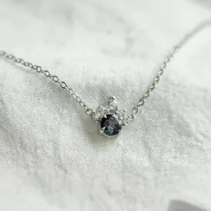 Gold necklace with london blue topaz and diamonds LAM Thumbnail