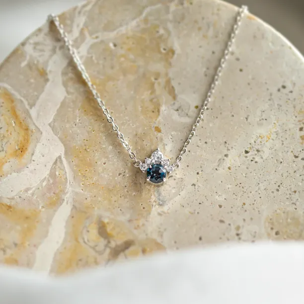 Gold necklace with london blue topaz and diamonds LAM Image