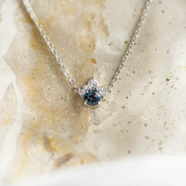 Gold necklace with london blue topaz and diamonds LAM Image