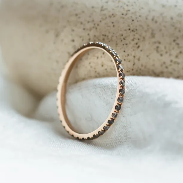 Gold eternity ring with salt and pepper diamonds DOROTHY Image