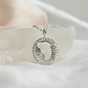 Gold necklace with unusual surface and baby foot trace LEE Thumbnail