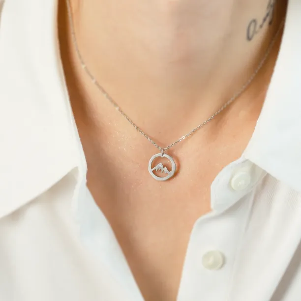 Matte gold necklace with mountain motive LIVIGNO Image