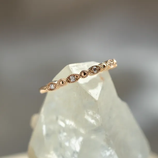 Elegant ring with diamonds in half eternity design and in vintage style CHRISTINA Image