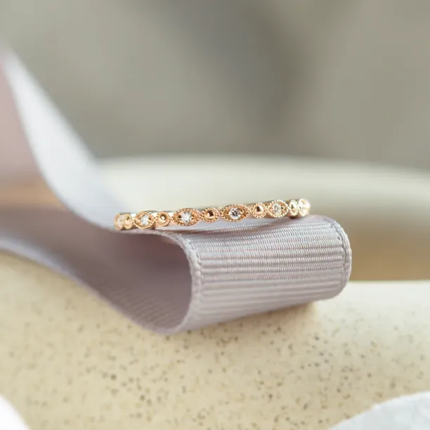 Elegant ring with diamonds in half eternity design and in vintage style CHRISTINA Image