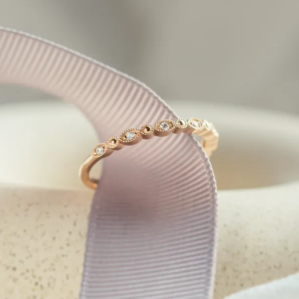 Elegant ring with diamonds in half eternity design and in vintage style CHRISTINA Image