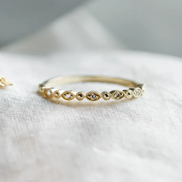 Elegant ring with diamonds in half eternity design and in vintage style CHRISTINA Image